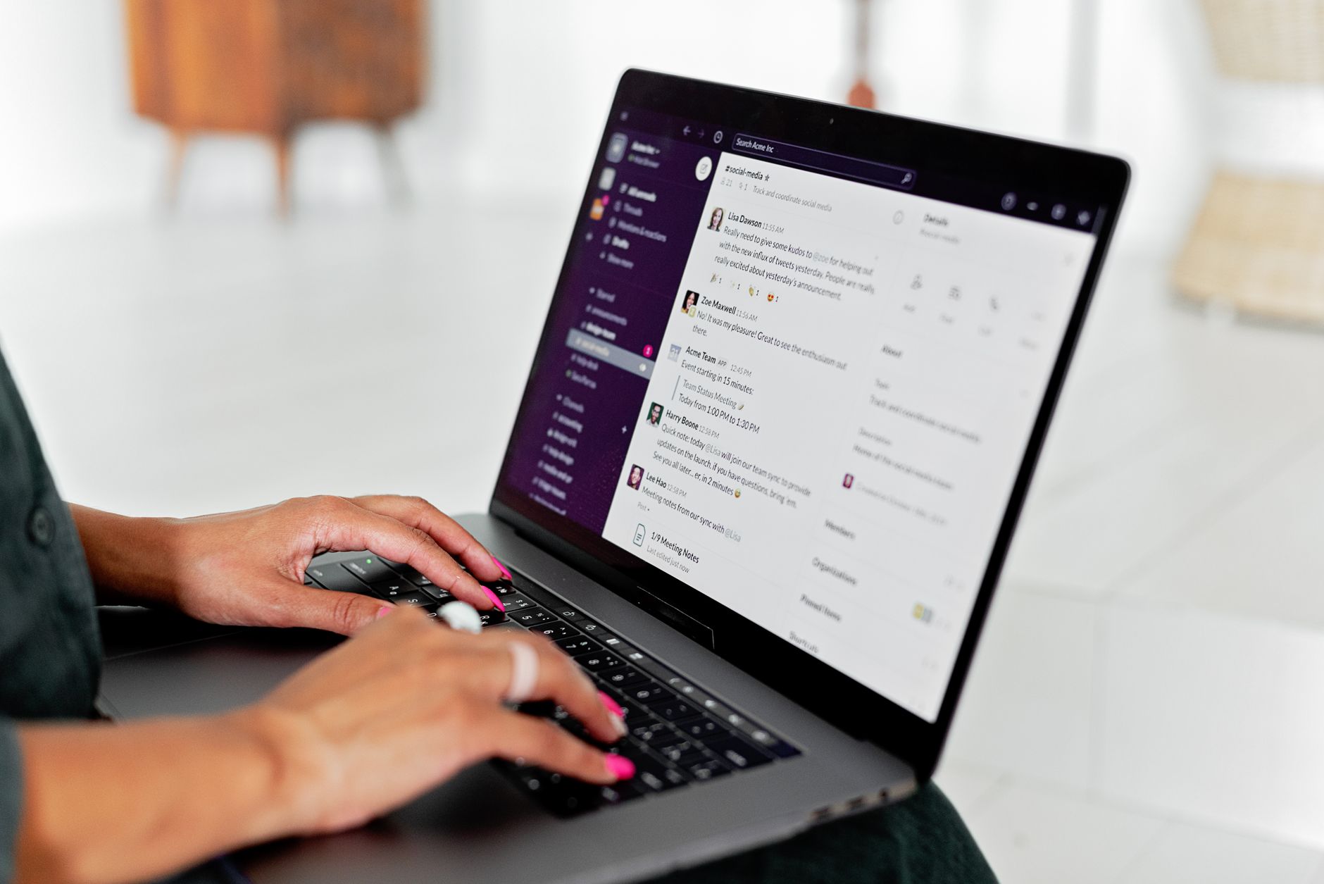 Marketer typing an email campaign prompt into ChatGPT on a laptop