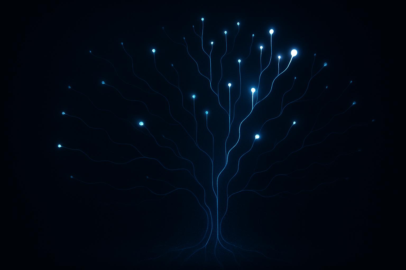 Abstract branching node diagram representing workforce change and transition